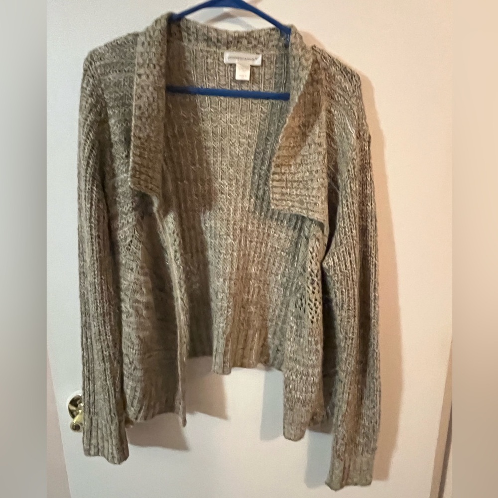 Christopher & Banks Tan black Open-Front Cardigan
